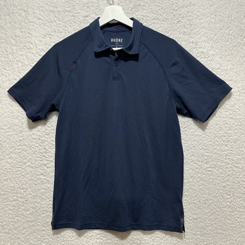 Rhone Polo Shirt Men's S Blue Delta Pique Short Sleeve Performance Fitness Golf
